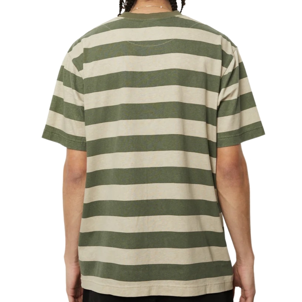Afends Needle Recycled Retro Logo Cypress Stripe T-Shirt [Size: S]