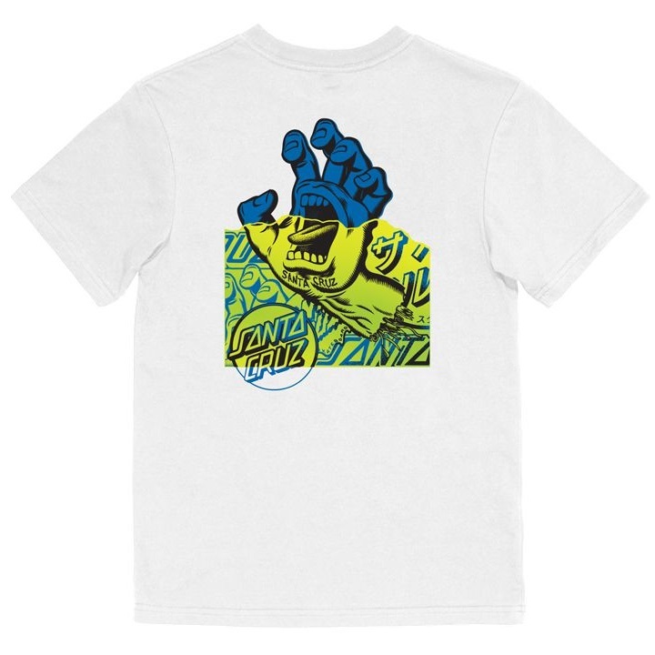Santa Cruz Screaming Hand Divide White Youth T-Shirt [Size: 8]