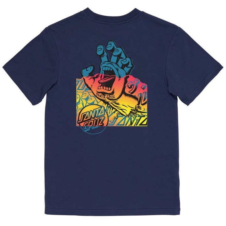 Santa Cruz Screaming Hand Divide Navy Youth T-Shirt [Size: 12]