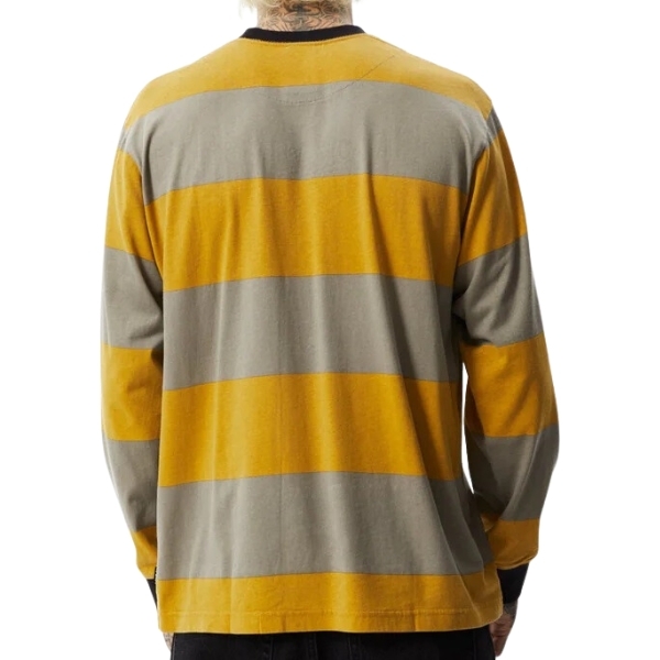 Afends Space Striped Mustard Stripe Long Sleeve Shirt [Size: M]