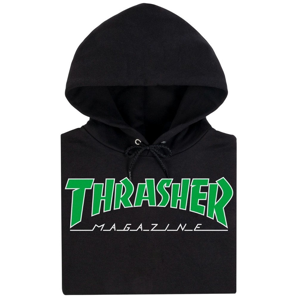 Thrasher Outlined Black Green Hoodie