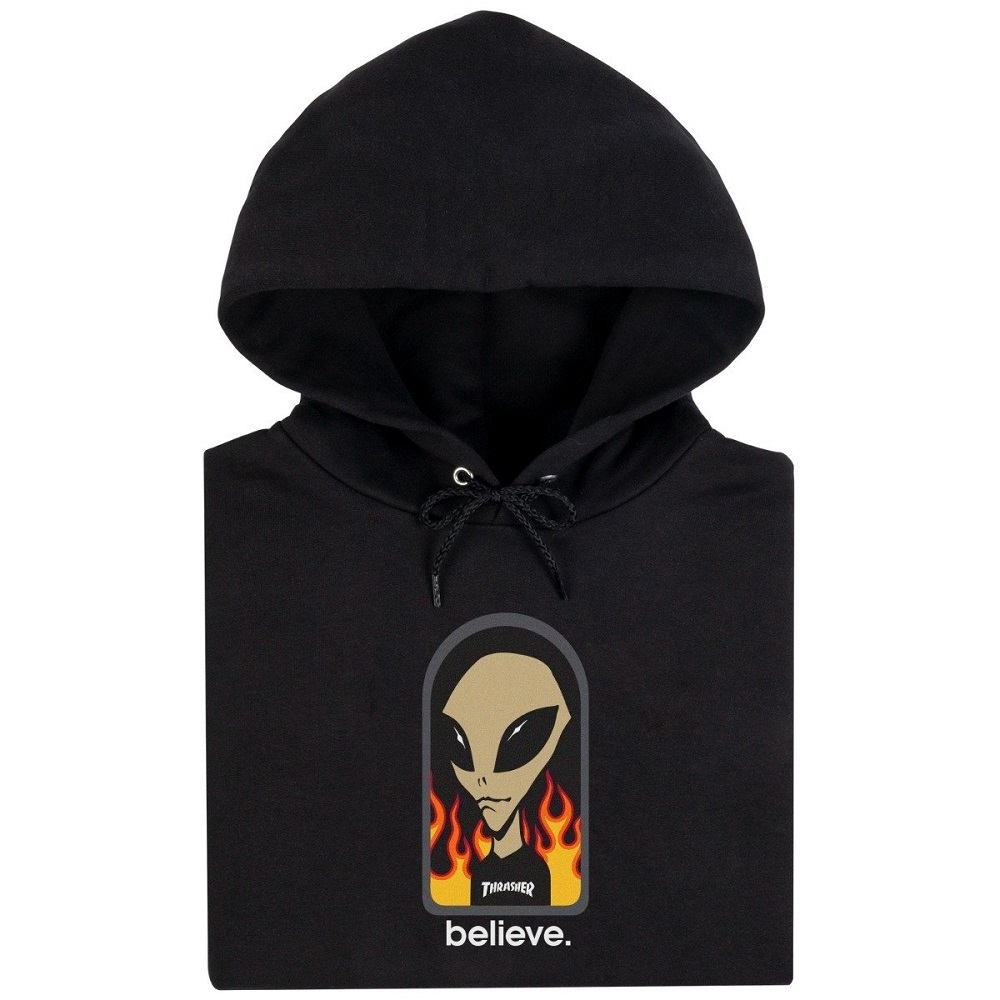 Thrasher X Alien Workshop Believe Black Hoodie [Size: M]