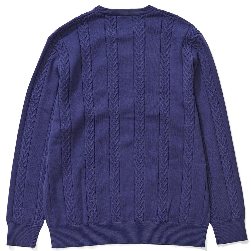 XLarge Cable Knit Sweater Navy Crew Jumper [Size: L]