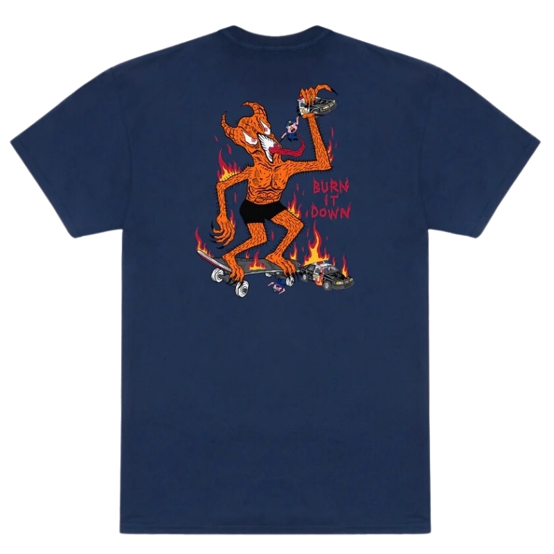 Thrasher Burn It Down Neckface Navy T-Shirt [Size: XL]