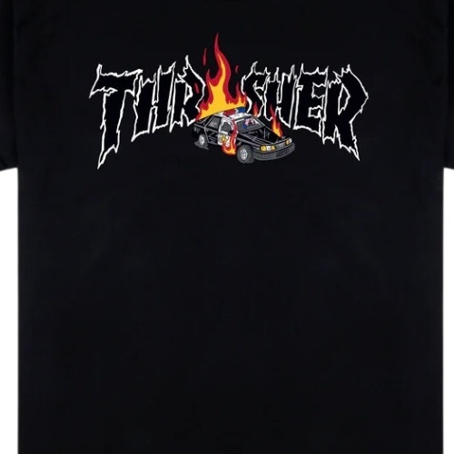 Thrasher Cop Car Neckface Black T-Shirt [Size: M]