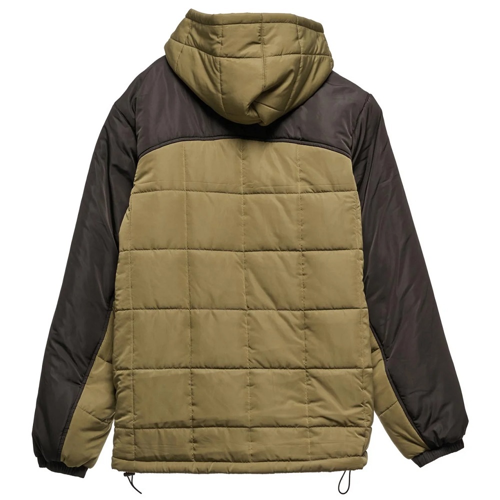 Stussy Square Khaki Black Hooded Puffa Jacket [Size: L]