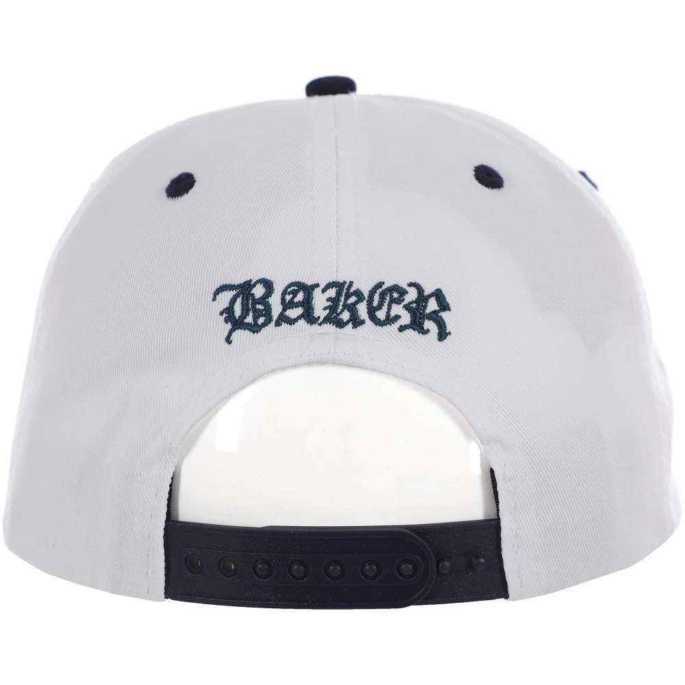 Baker Big B White Navy Snapback Hat