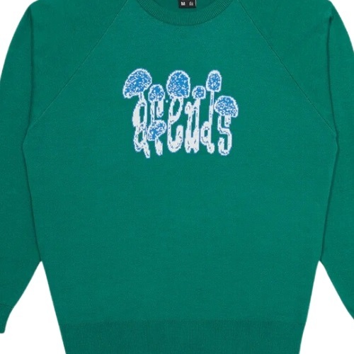 Afends Psychedelic Raglan Knitted Emerald Crew Jumper [Size: L]
