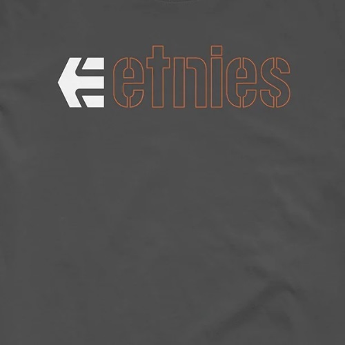 Etnies Ecorp Dark Grey White T-Shirt [Size: S]