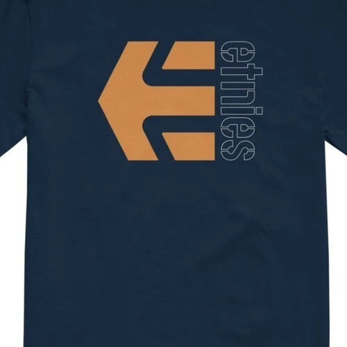 Etnies Corp Combo Navy Orange T-Shirt [Size: S]