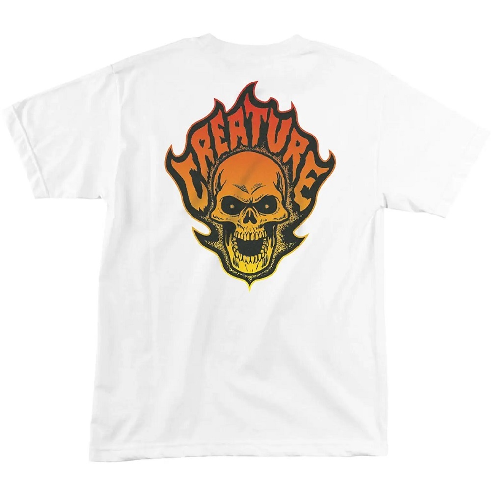 Creature Bonehead Flame White T-Shirt [Size: XL]