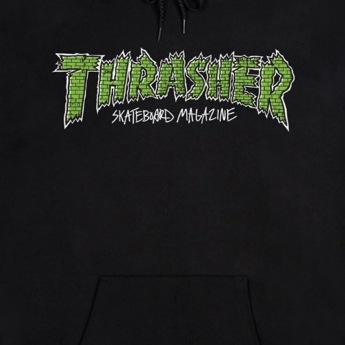 Thrasher Brick Black Hoodie [Size: L]