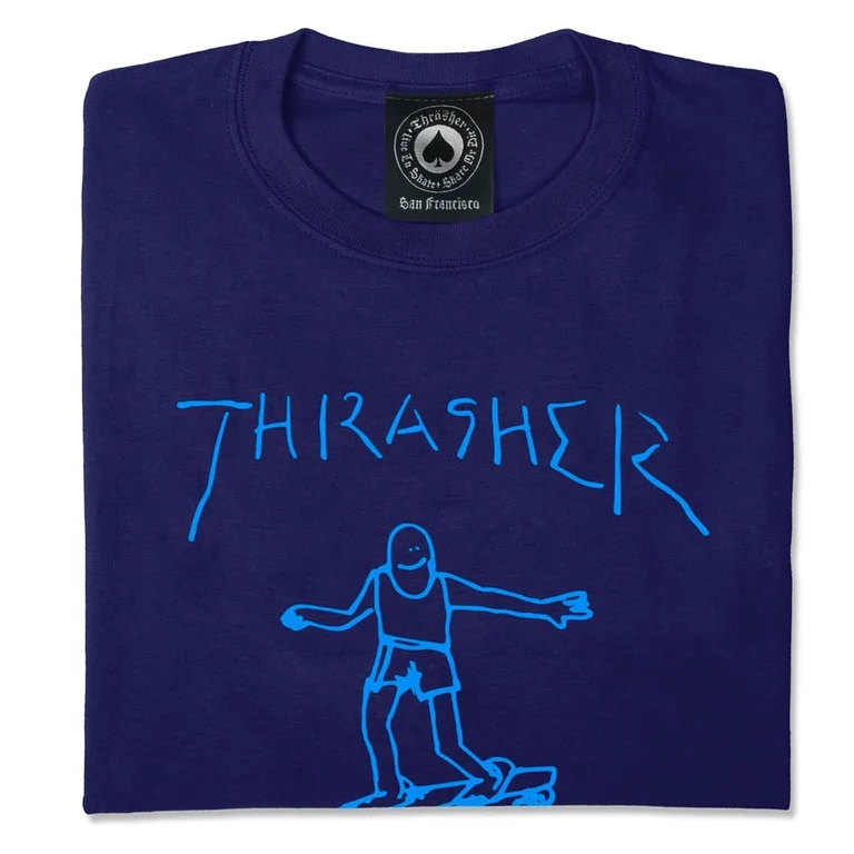Thrasher Gonz Logo Navy Light Blue T-Shirt [Size: L]