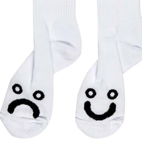Polar Skate Co Happy Sad White 39-42 Socks