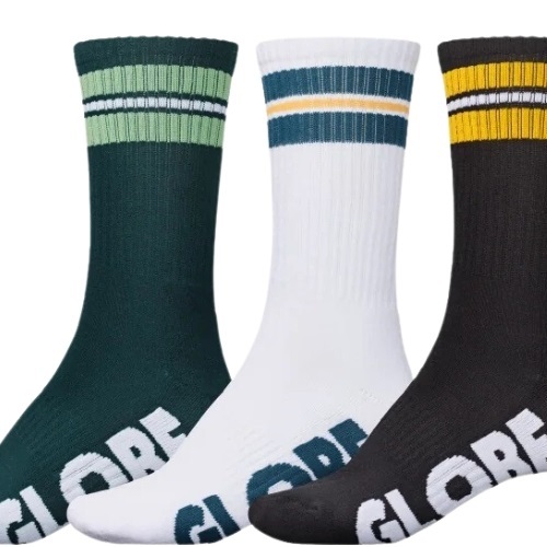 Globe Off Course Crew Assorted 3 Pairs Mens Socks