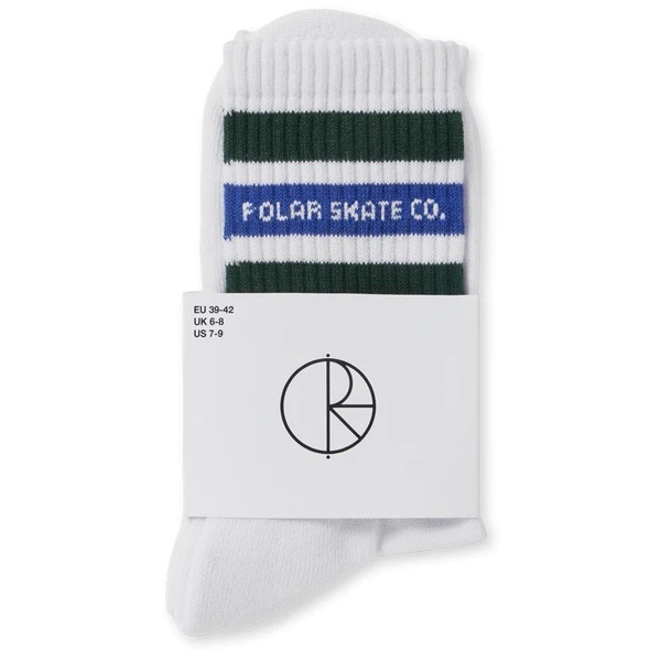 Polar Skate Co Fat Stripe White Green Blue 39-42 Socks