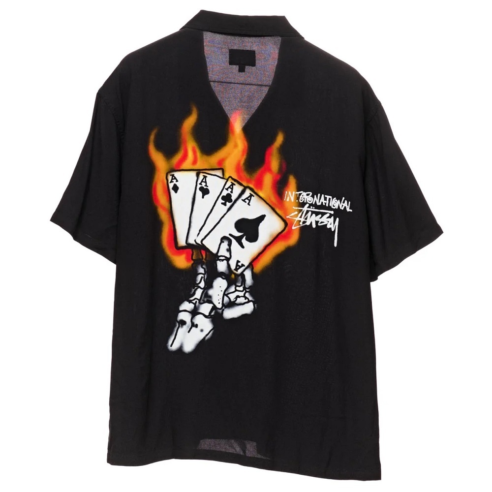 Stussy Flame Black Button Up Shirt