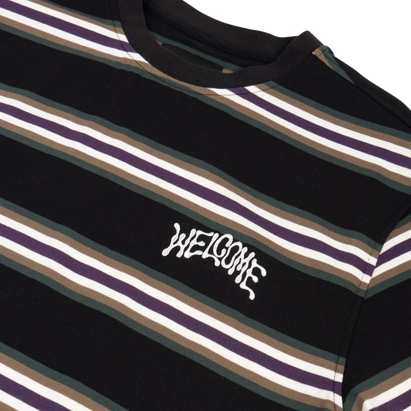 Welcome Skateboards Thelema Knit Stripe Black Forest T-Shirt