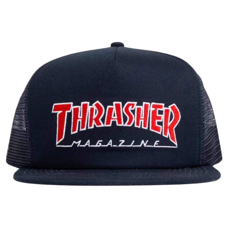 Thrasher Outlined Embroidered Navy Mesh Hat