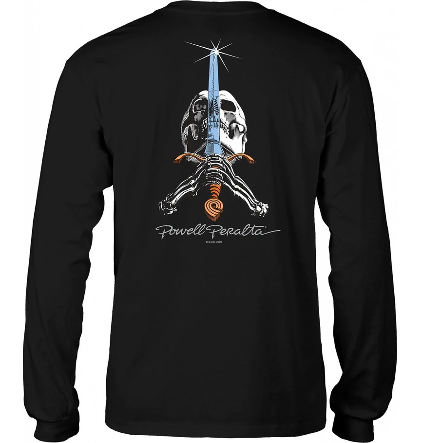 Powell Peralta Skull & Sword Black Long Sleeve Shirt [Size: M]