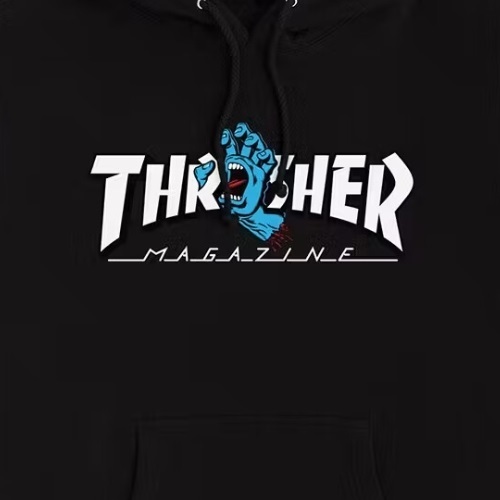 Santa Cruz X Thrasher Screaming Logo Black Hoodie [Size: M]