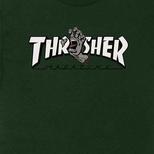 Santa Cruz X Thrasher Screaming Logo Forest Green T-Shirt [Size: S]