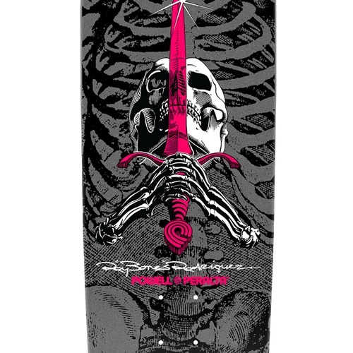Powell Peralta Flight Skull & Sword Black Silver Shape 192 9.265 Skateboard Deck