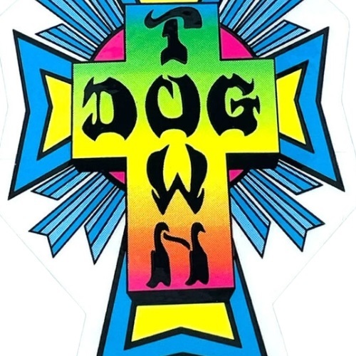 Dogtown Cross Logo 80s Neon Sticker