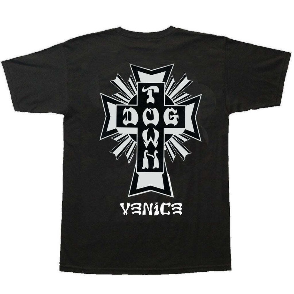 Dogtown Cross Logo Venice Black White T-Shirt [Size: L]
