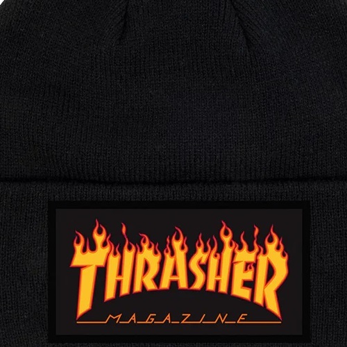 Thrasher Flame Patch Black Beanie