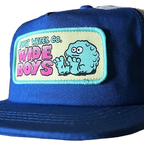 Snot Wheel Co Wide Boy Patch Blue Trucker Hat