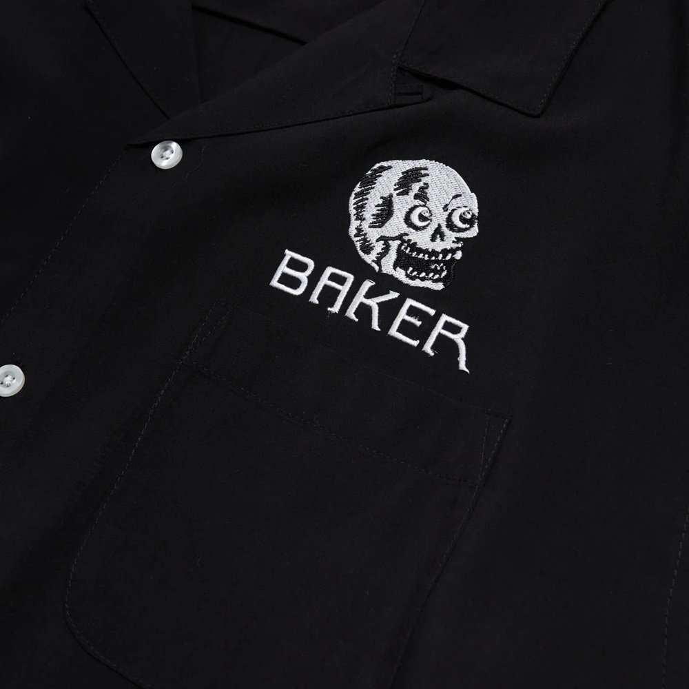 Baker Skull Black Button Up Shirt [Size: M]