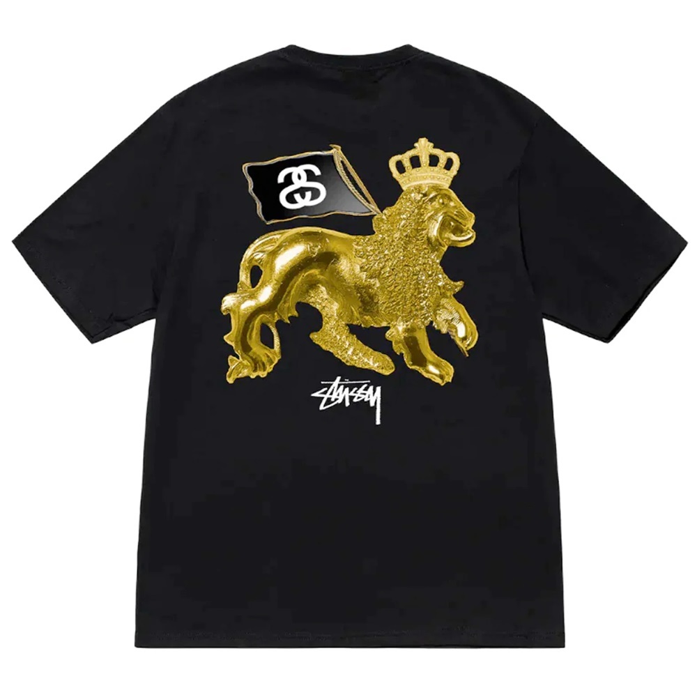 Stussy Gold Lion Black T-Shirt