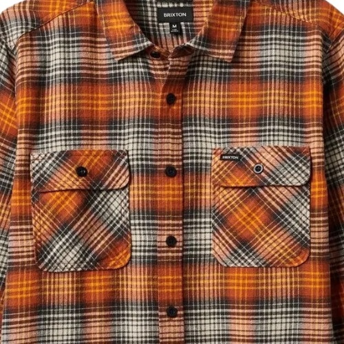 Brixton Bowery LW Ultra Flannel Terracotta Black Button Up Shirt [Size: L]
