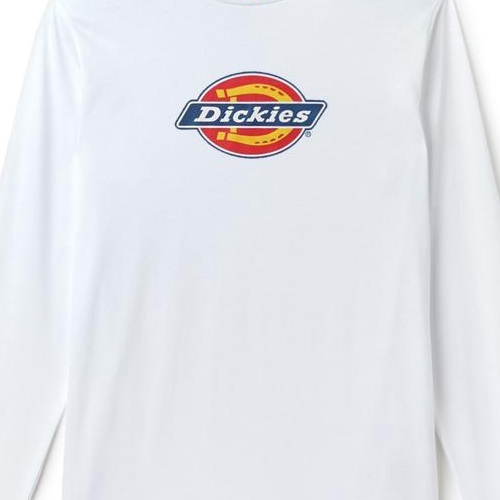Dickies Jersey Brand Logo Print White Long Sleeve Shirt [Size: S]