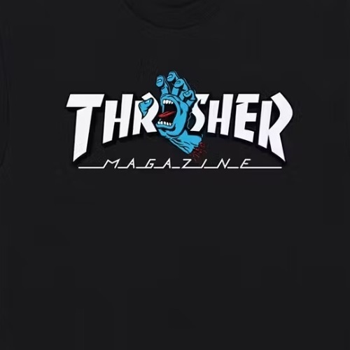 Santa Cruz X Thrasher Screaming Logo Black T-Shirt [Size: S]