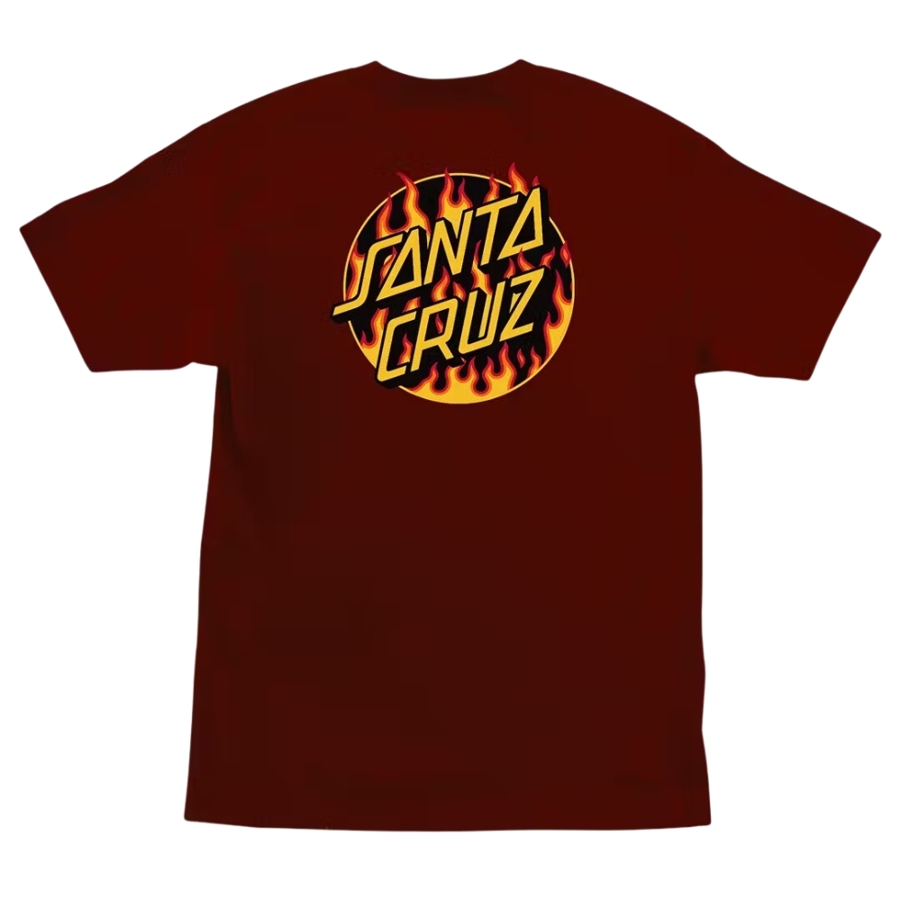 Santa Cruz X Thrasher Flame Dot Burgundy T-Shirt [Size: S]