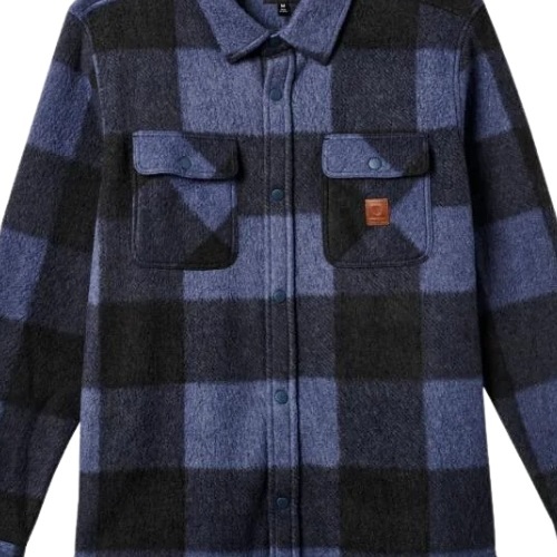 Brixton Bowery Arctic Stretch Fleece Washed Navy Black Button Up Shirt [Size: S]