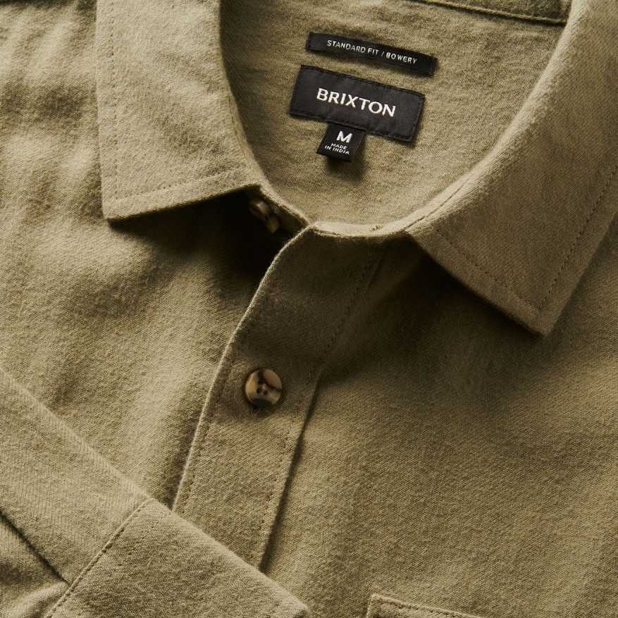 Brixton Bowery LW Ultra Flannel Olive Surplus Button Up Shirt [Size: S]