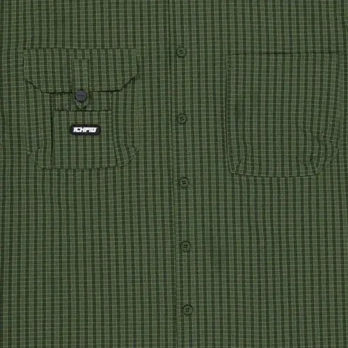 Ichpig Ripstop Para Check Dark Olive Button Up Shirt [Size: M]