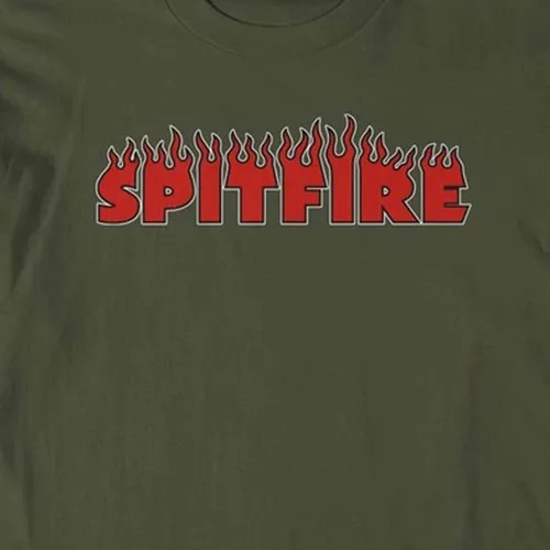 Spitfire Demonseed Script Military Green Long Sleeve Shirt [Size: L]
