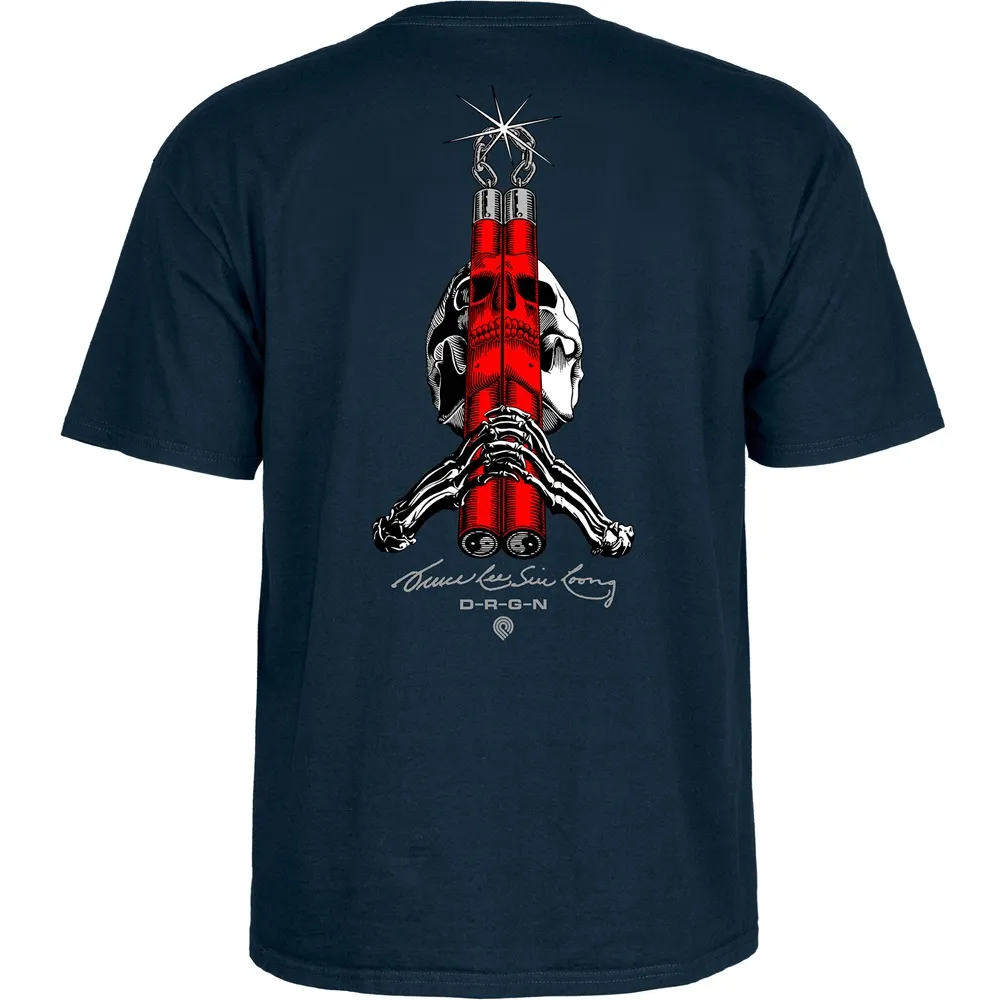 Powell Peralta Bruce Lee Skull & Nunchucks Navy T-Shirt
