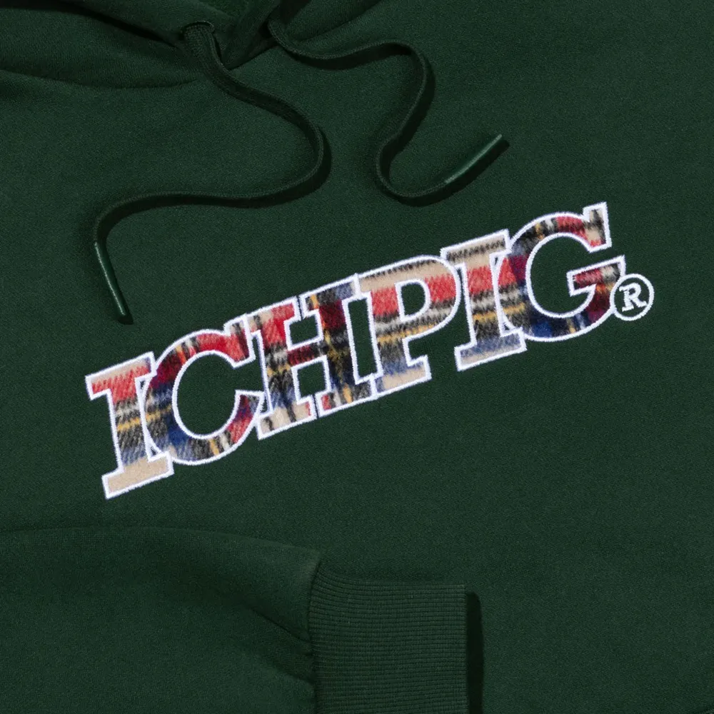 Ichpig Check Pullcord Dark Forest Hoodie [Size: M]