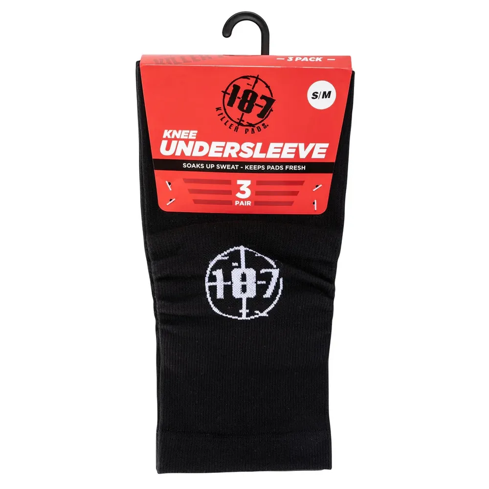 187 Black Knee Undersleeve 3 Pair Pack [Size: JR-XS]