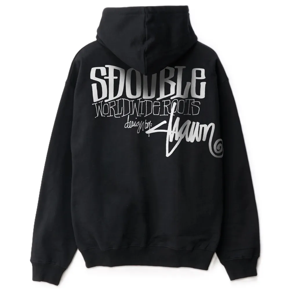 S/Double World Wide Roots Black Hoodie [Size: S]