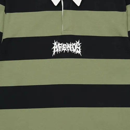 Afends Mental Rugby Oil Green Long Sleeve Shirt
