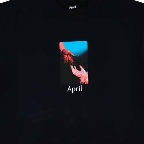 April Material Black T-Shirt [Size: S]