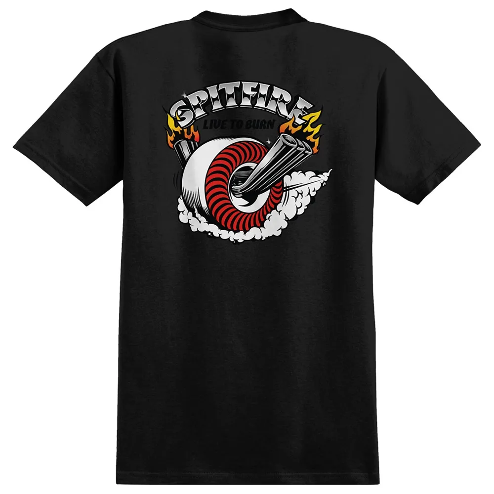 Spitfire Pocket Burnout Black T-Shirt [Size: M]