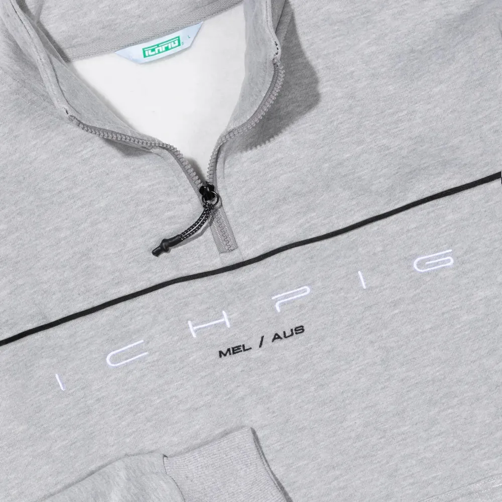 Ichpig Flowline 1/4 Zip Grey Marle Crew Jumper