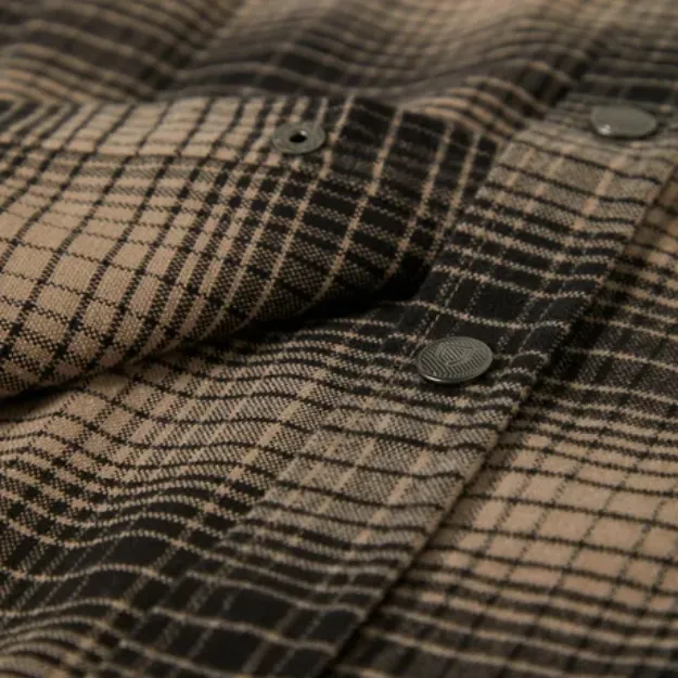 Brixton Builders Bowery Flannel Black Cinder Grey Button Up Shirt